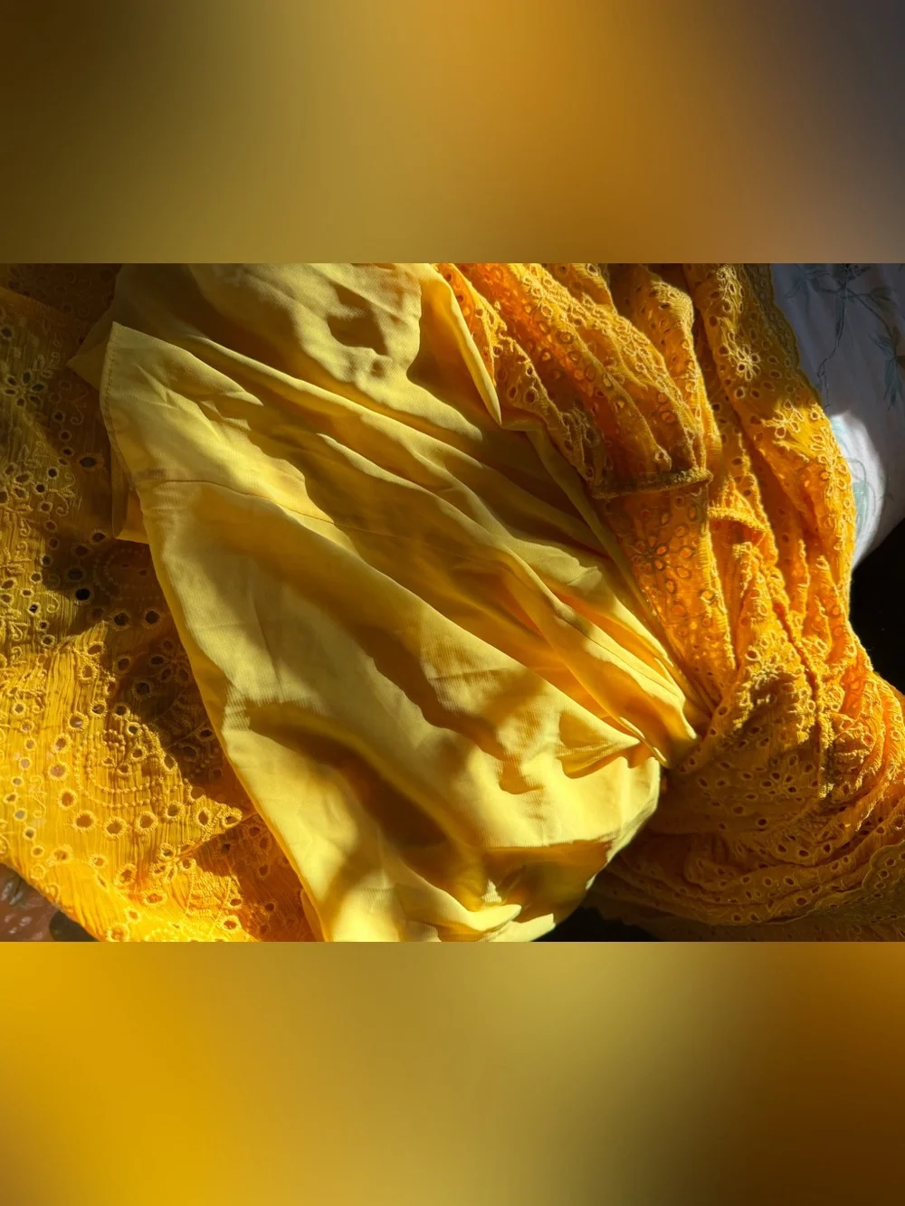 NEW Alice + Olivia marigold yellow eyelet maxi dress, small